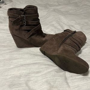 Suede wedge booties